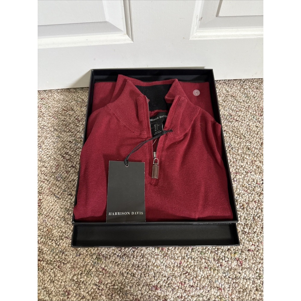 Men's Burgundy Zip Up Sweater